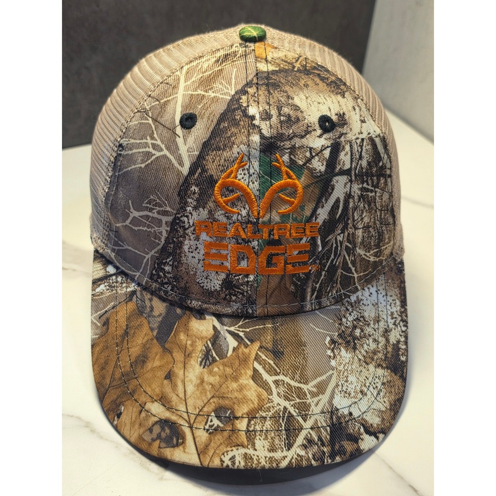 Realtreeβ Edge Camo Trucker Hat Mens Mesh Snapback Orange Logo Hunting Cap OSFM